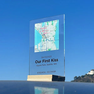 First Time Couple Map Sign with Personalized Plaque - GiftShire