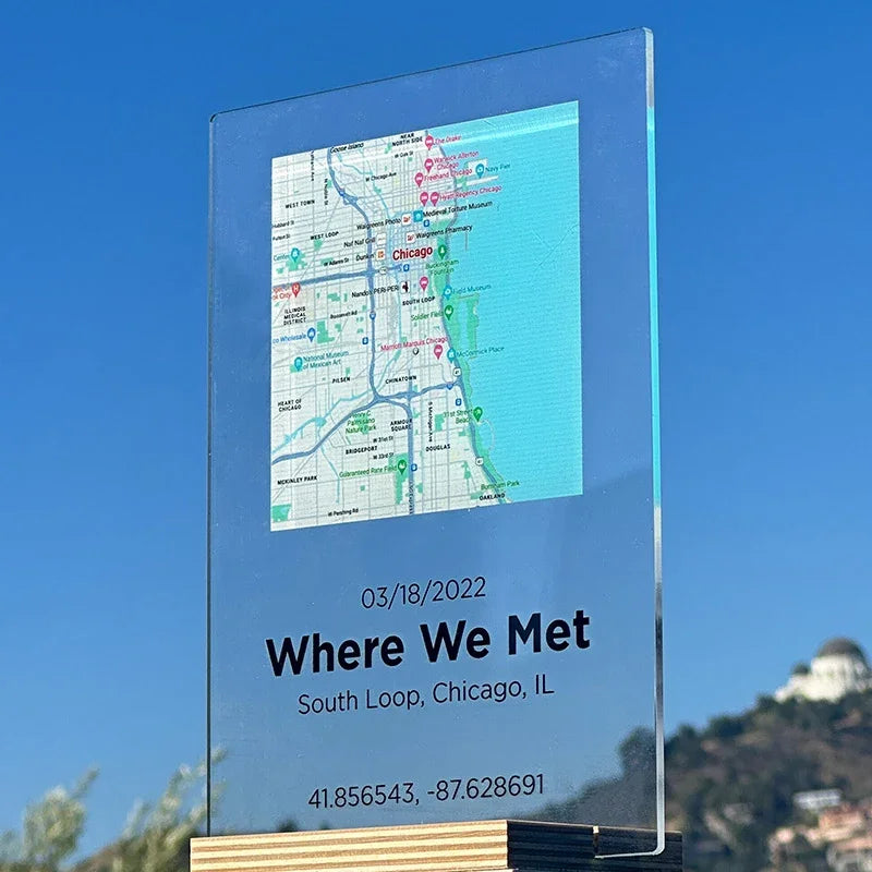 First Time Couple Map Sign with Personalized Plaque - GiftShire