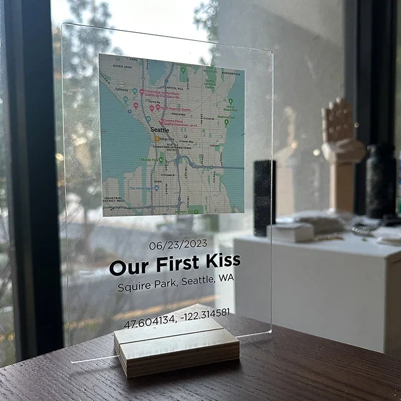 First Time Couple Map Sign with Personalized Plaque - GiftShire
