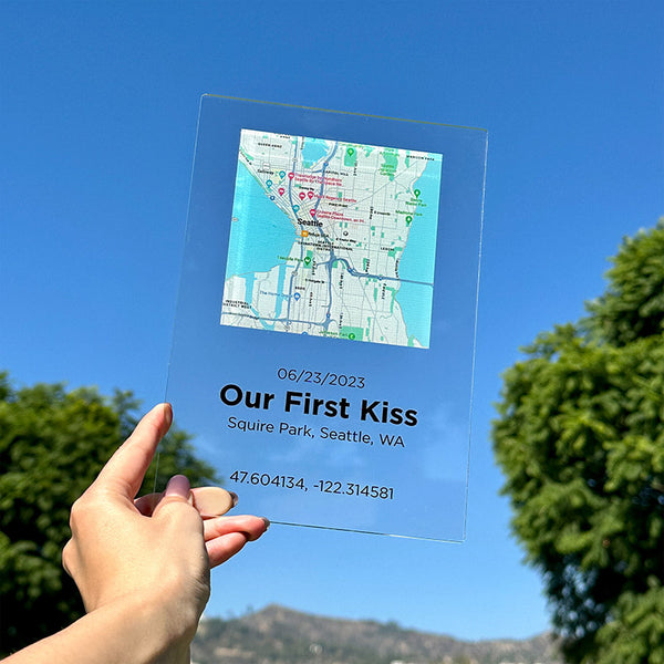 First Time Couple Map Sign with Personalized Plaque - GiftShire
