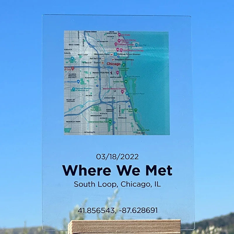 First Time Couple Map Sign with Personalized Plaque - GiftShire