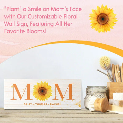 Floral MOM Sign with Kids’ Names Personalization