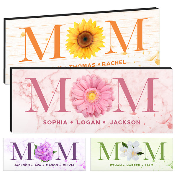 Floral MOM Sign with Kids’ Names Personalization