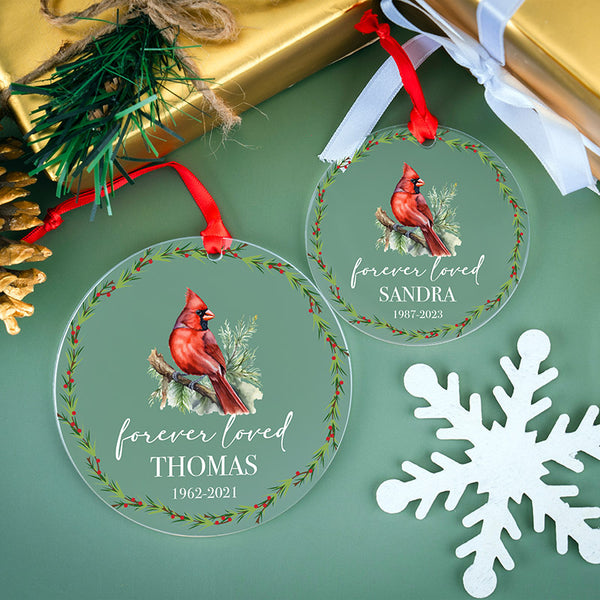 Forever Loved Memorial Ornament with Red Cardinal - GiftShire