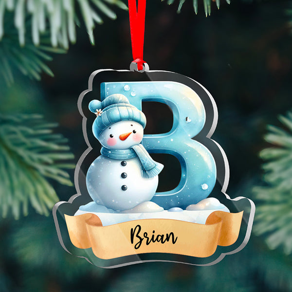 Frosty Snowman Initial Ornament