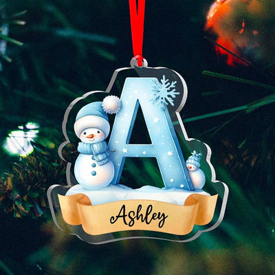 Frosty Snowman Initial Ornament