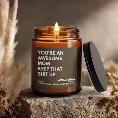 Funny Custom Mom Candle with Humorous Label