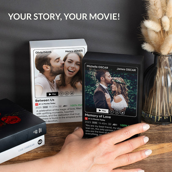 Gift for Netflix Couples - Photo Block with Custom Quote