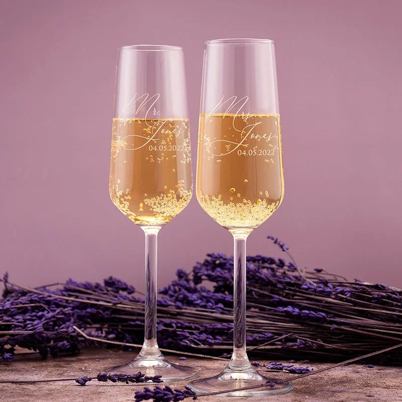 Giftshire's Exquisite Champagne Flute Set with Couples Name - GiftShire