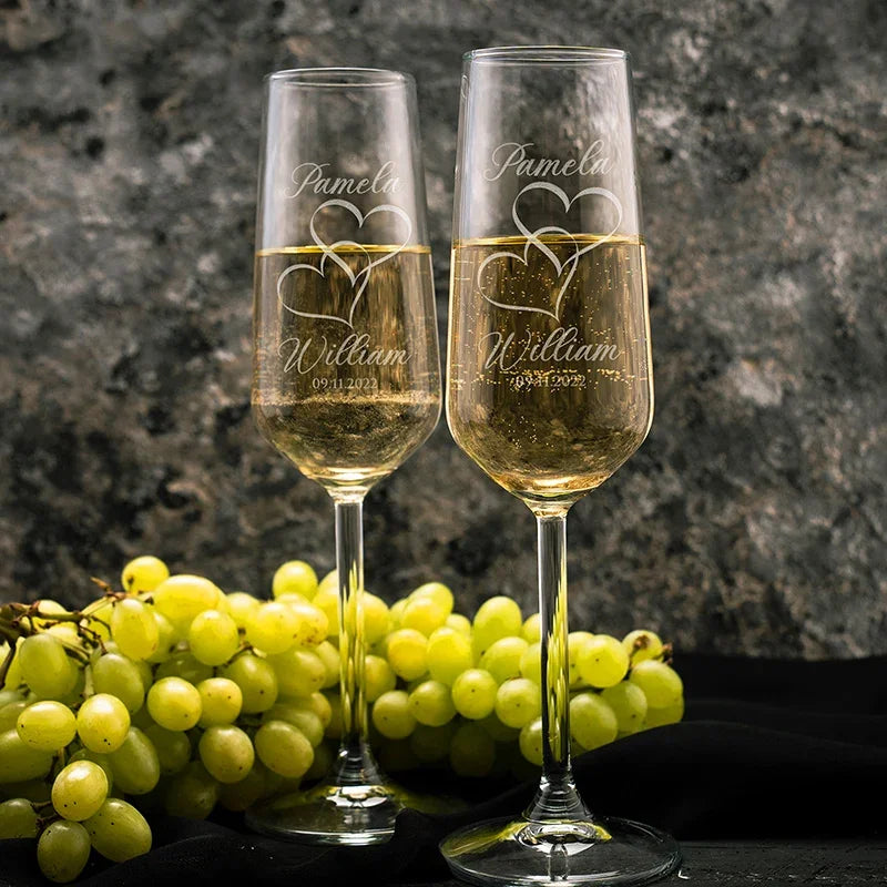 Giftshire's Exquisite Champagne Flute Set with Couples Name - GiftShire