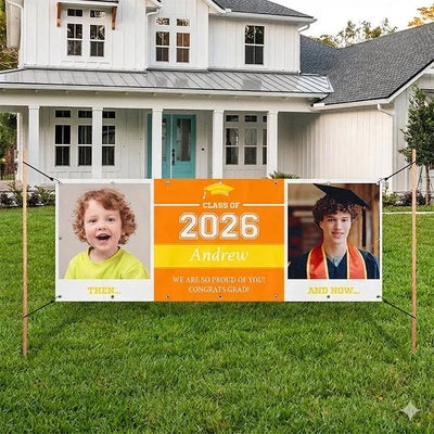 Graduation Banner Personalized – Upload Your Then & Now Photo
