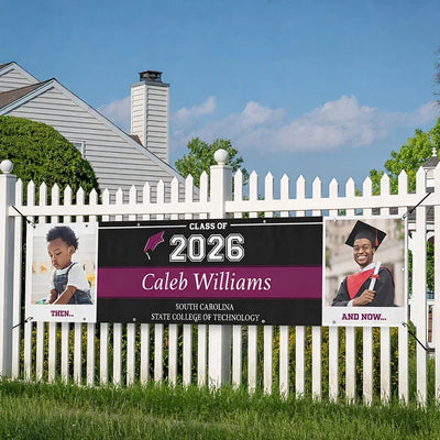 Graduation Banner Personalized – Upload Your Then & Now Photo