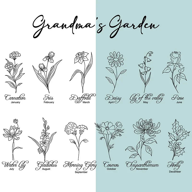 Grandma's Cutting Board - Birth Flower with Kids Names - GiftShire