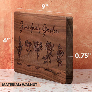 Grandma's Cutting Board - Birth Flower with Kids Names - GiftShire