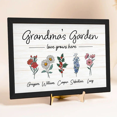 Grandma’s Garden Wall Sign with Birth Flowers of Grandkids