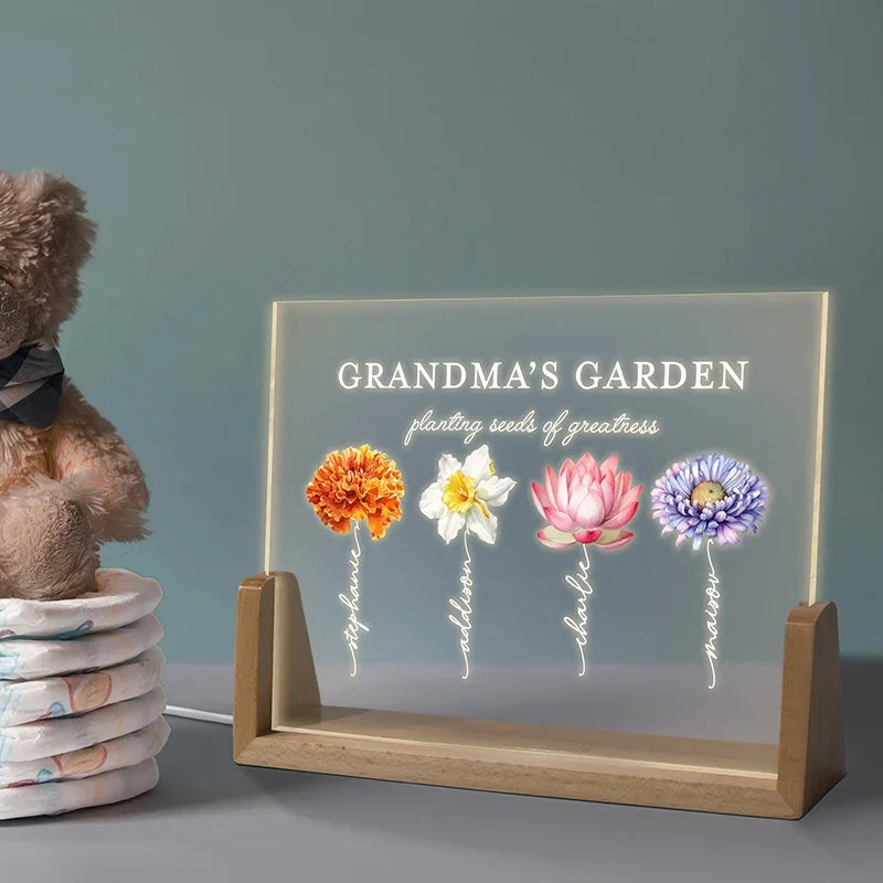 Grandma’s Garden Night Light W/FLowers - GiftShire