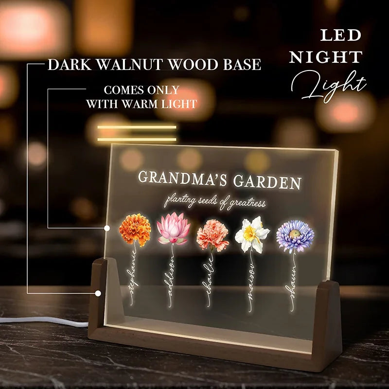 Grandma’s Garden Night Light W/FLowers - GiftShire