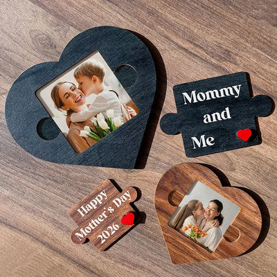 Heart Puzzle Cutout Photo Mom Frame & Board