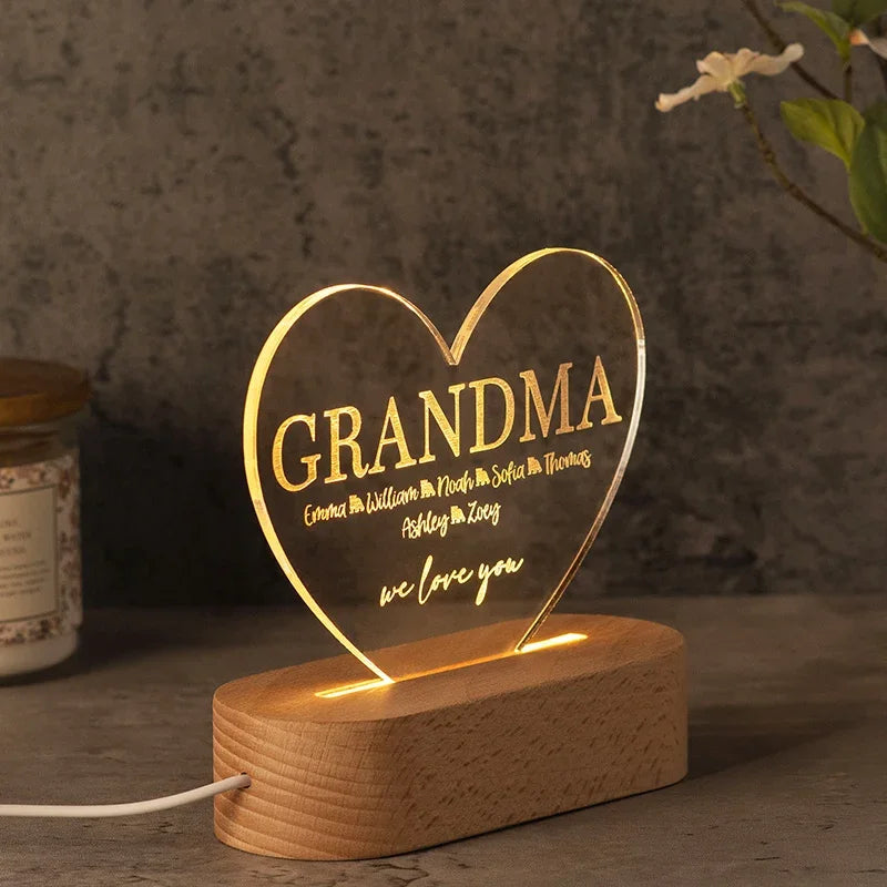 We Love You Mom Night Light With Personalizaiton - GiftShire