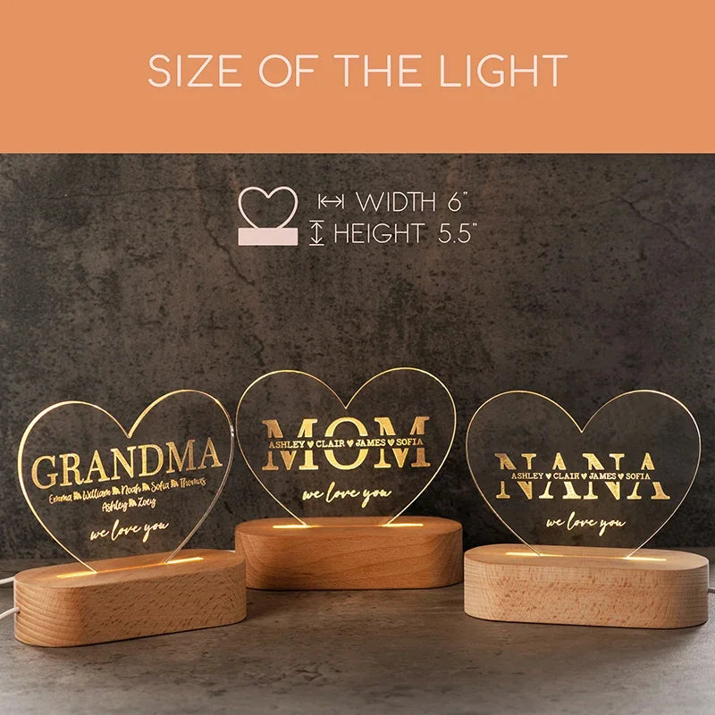 We Love You Mom Night Light With Personalizaiton - GiftShire