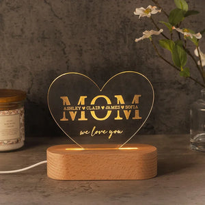 We Love You Mom Night Light With Personalizaiton - GiftShire