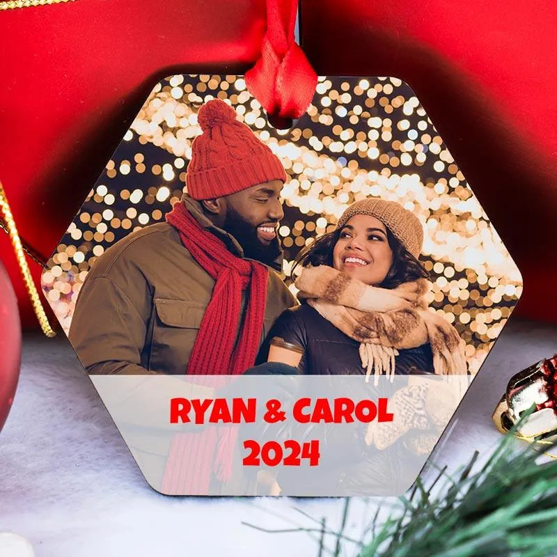 Hexagon Frame Photo Ornament - GiftShire