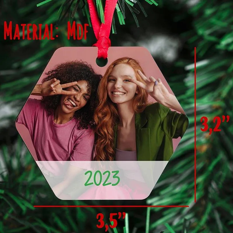 Hexagon Frame Photo Ornament - GiftShire