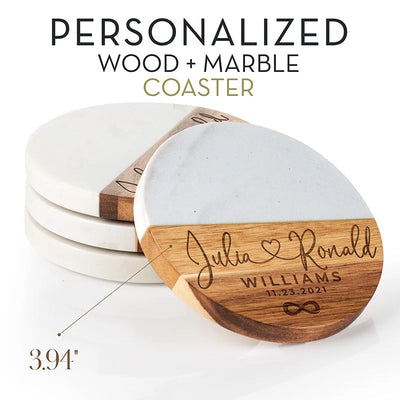 Icon Engraved Coaster with Personalized Marblewood