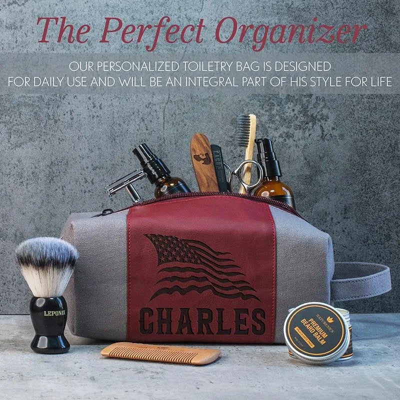 Icon Toiletry Bag, Custom Leather Bag - GiftShire