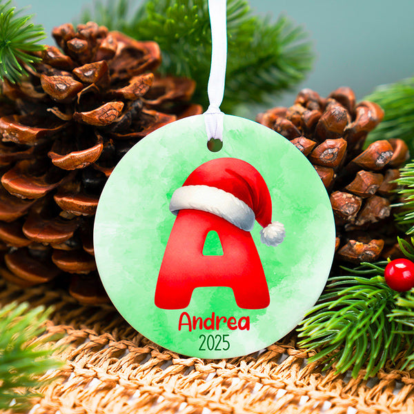 Initial Christmas Ornaments with 3 Retro Design Options