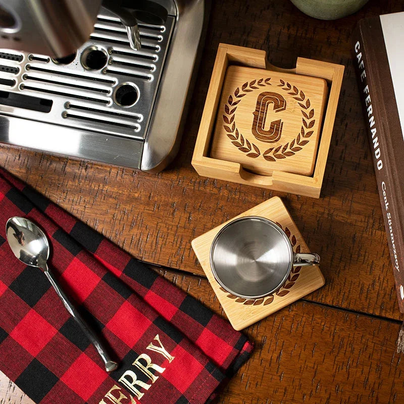 Initial Engraved Beverage Mat Coaster