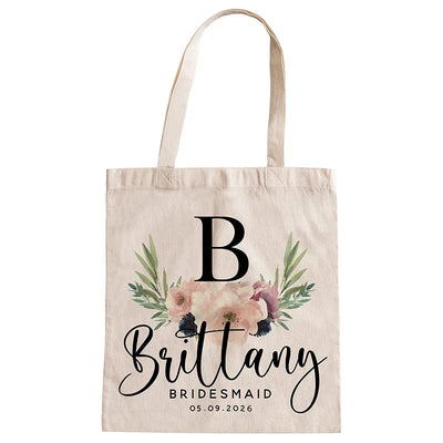 Initial Tote Bags for Bachelorette Party – Floral Totes for Bridesmaids