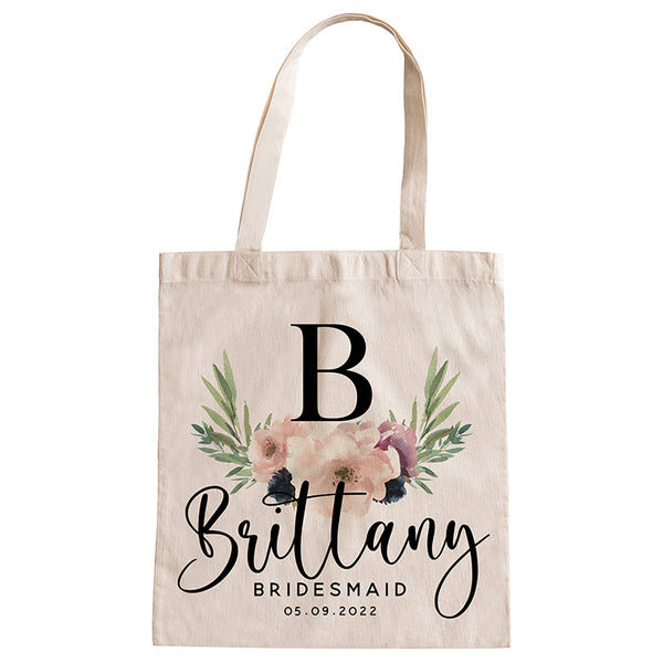 Initial Tote Bags for Bachelorette Party – Floral Totes for Bridesmaids