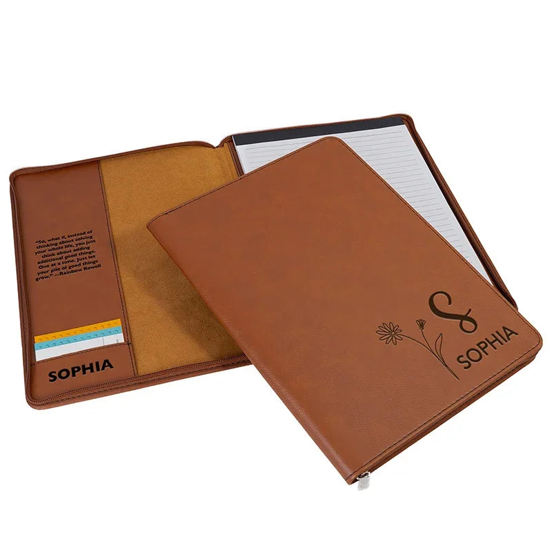 Initial Vegan Leather Padfolio – Custom Laser Engraving