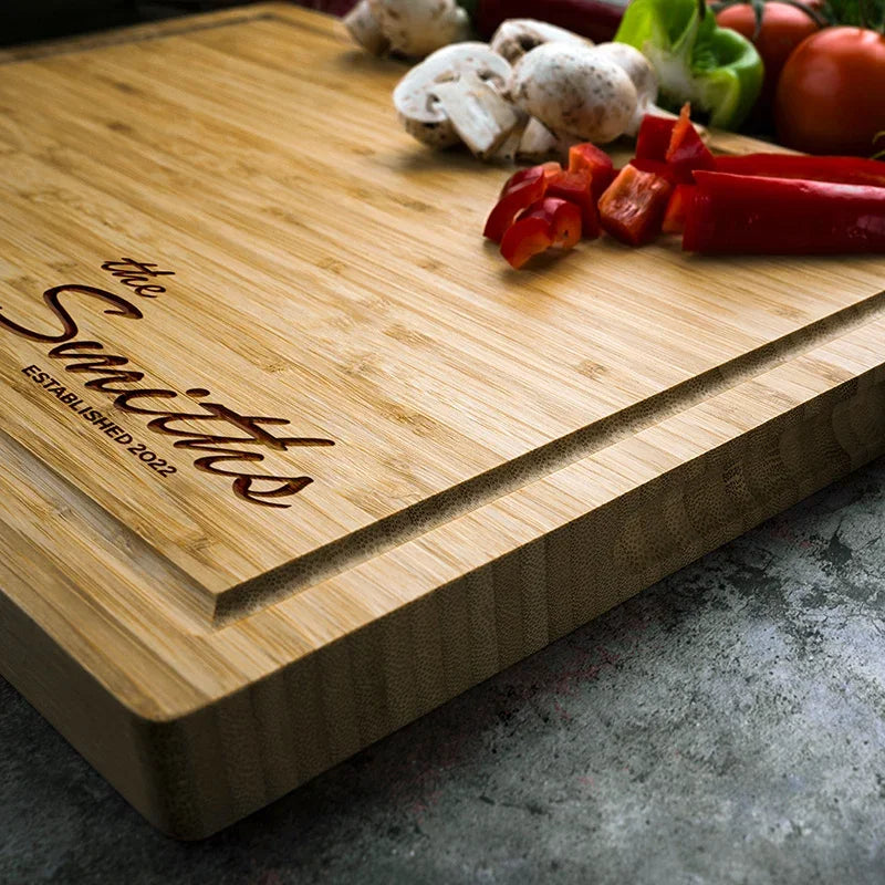 Juice Groove Bamboo Cutting Board - Family Name Engraved - GiftShire
