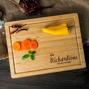 Juice Groove Bamboo Cutting Board - Family Name Engraved - GiftShire