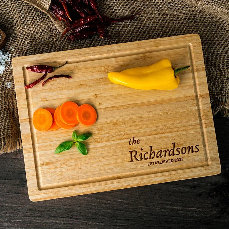 Juice Groove Bamboo Cutting Board - Family Name Engraved - GiftShire