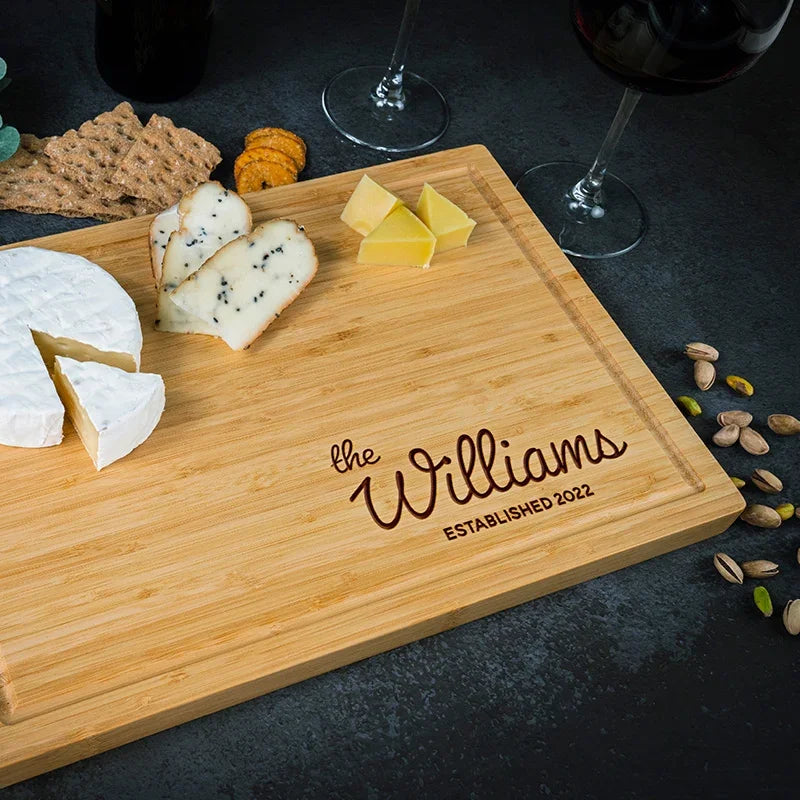 Juice Groove Bamboo Cutting Board - Family Name Engraved - GiftShire
