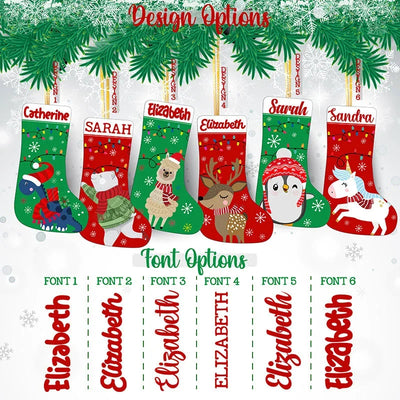 Kids Personalized Christmas Stockings with Green and Red - GiftShire