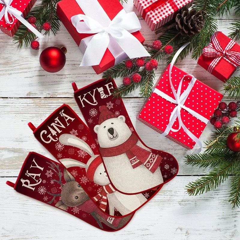 Large Christmas Stocking with Animals - GiftShire