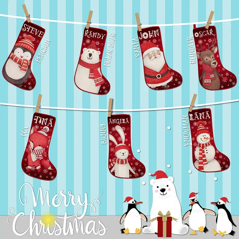 Large Christmas Stocking with Animals - GiftShire