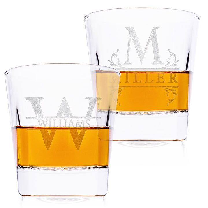 Engraved Novelty 11.5oz Bubble Whisky Glass, Name And Crown