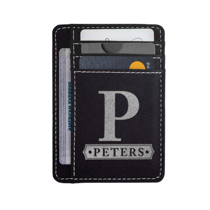 Leather Card Holder for Men Gift - Personalized Slim Wallet | B091Z8YX4M - DESIGN7 - GiftShire