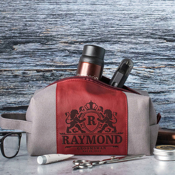 Leatherette Monogrammed Toiletry Bag - Groomsmen & Name