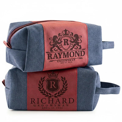Leatherette Monogrammed Toiletry Bag - Groomsmen & Name