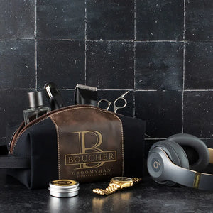 Leatherette Monogrammed Toiletry Bag - Groomsmen & Name - GiftShire
