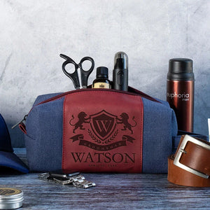 Leatherette Monogrammed Toiletry Bag - Groomsmen & Name - GiftShire