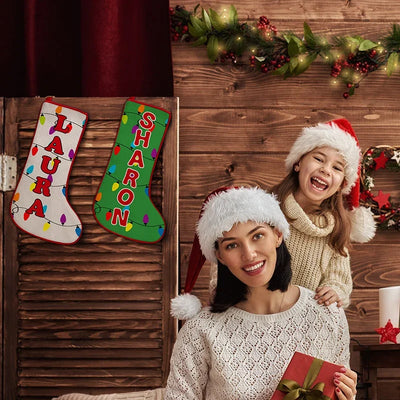 Lights on Christmas Stocking with Custom Name