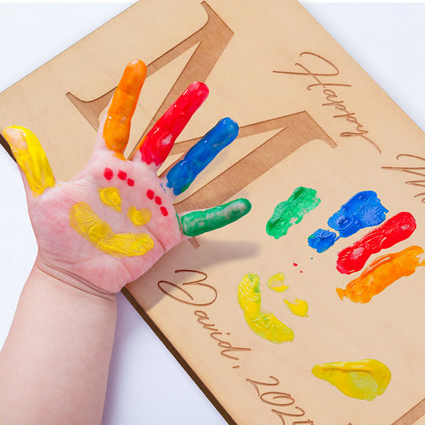 Love MOM & DAD Sign with Child's Tiny Handprint