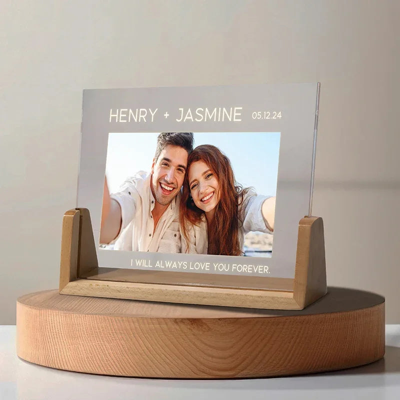 Lovelight Couples Picture Frame with U-shaped Night Light - GiftShire